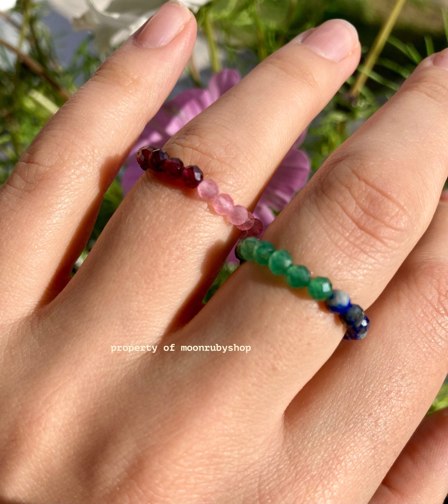Vibrant Handmade Fidget Ring with Faceted Gemstones in Bold Color-Block Combinations