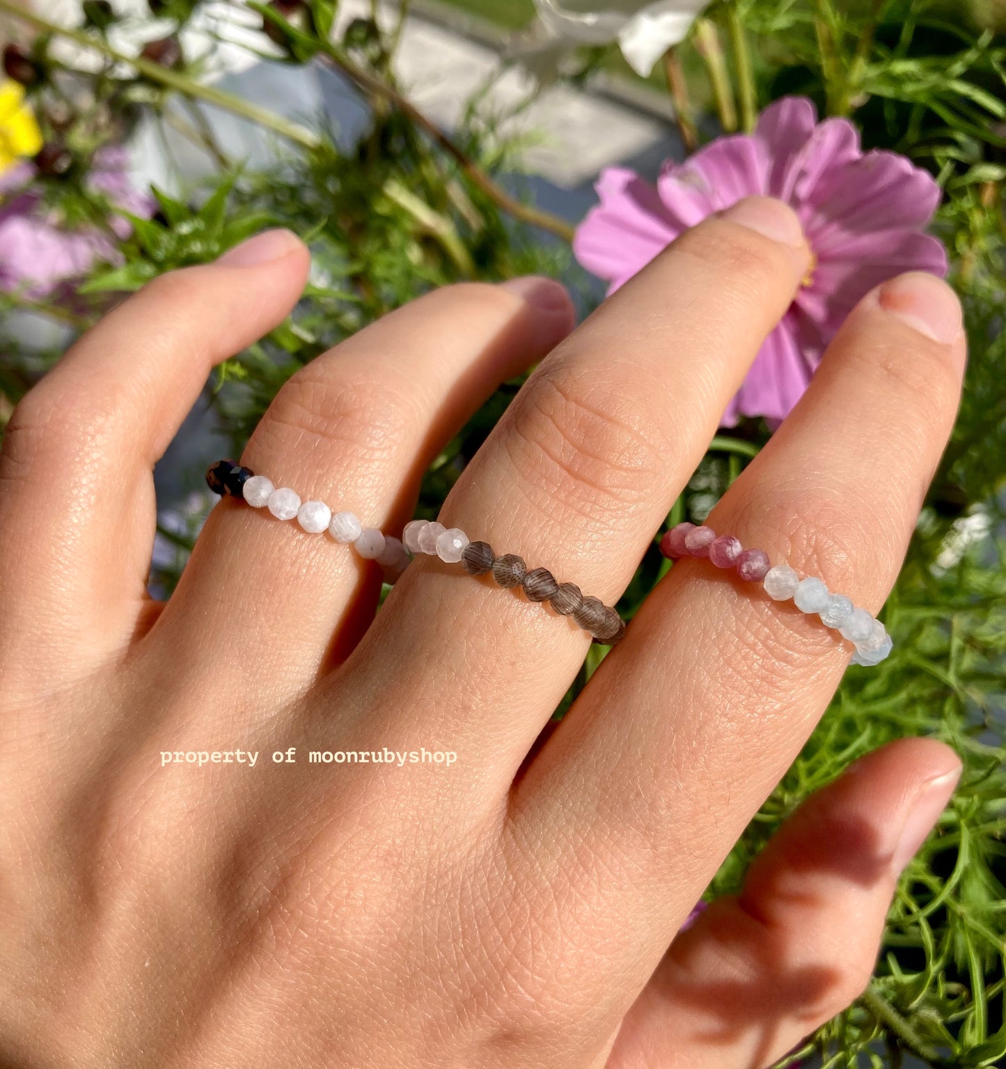 Vibrant Handmade Fidget Ring with Faceted Gemstones in Bold Color-Block Combinations