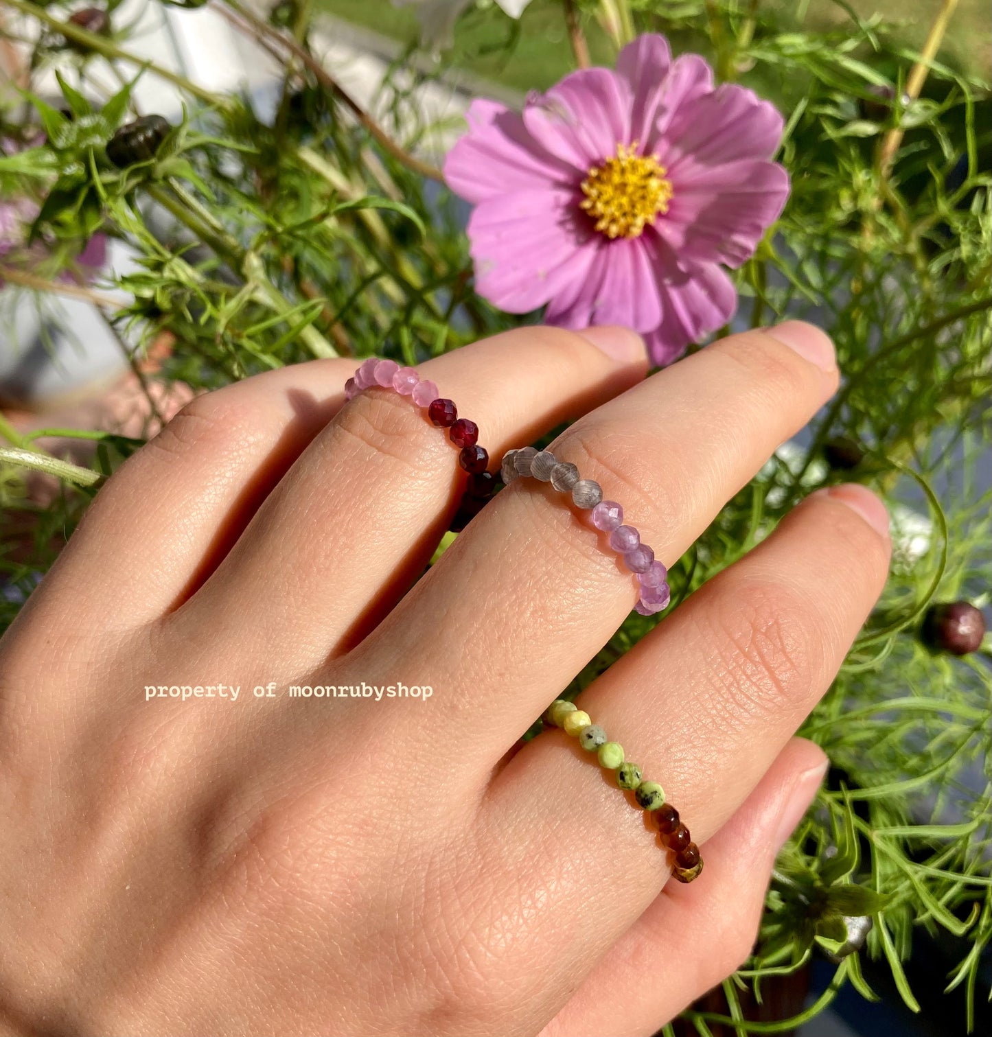 Vibrant Handmade Fidget Ring with Faceted Gemstones in Bold Color-Block Combinations
