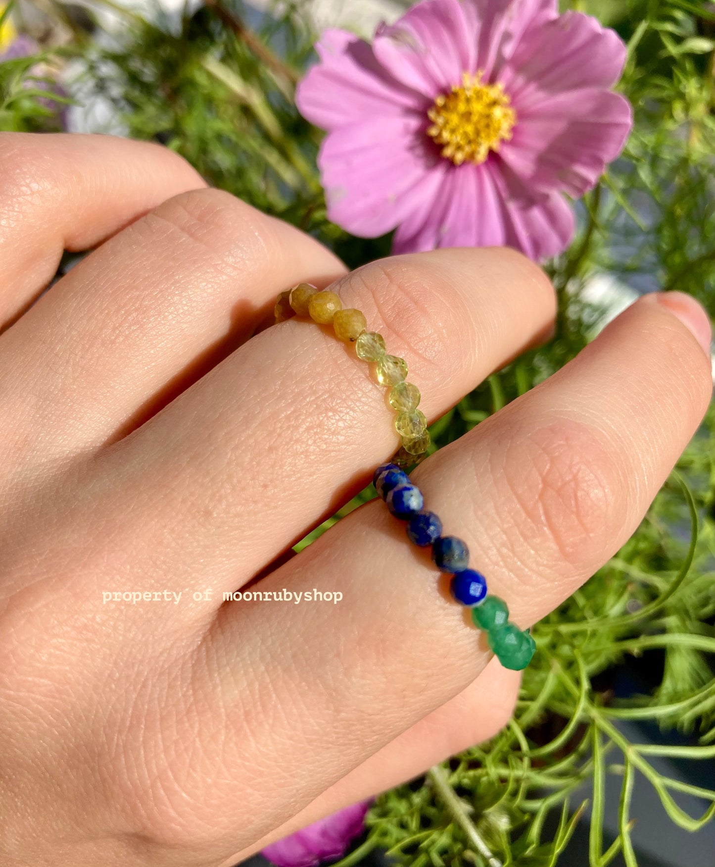 Vibrant Handmade Fidget Ring with Faceted Gemstones in Bold Color-Block Combinations