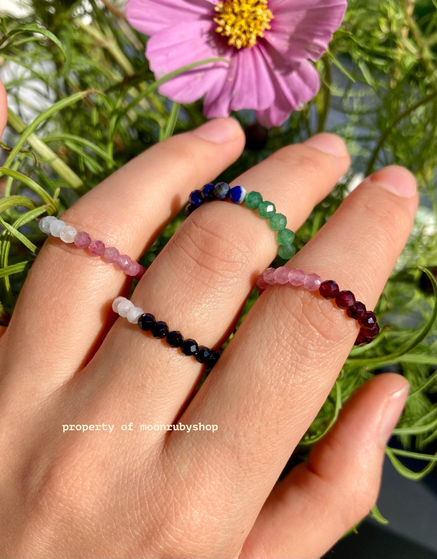 Vibrant Handmade Fidget Ring with Faceted Gemstones in Bold Color-Block Combinations