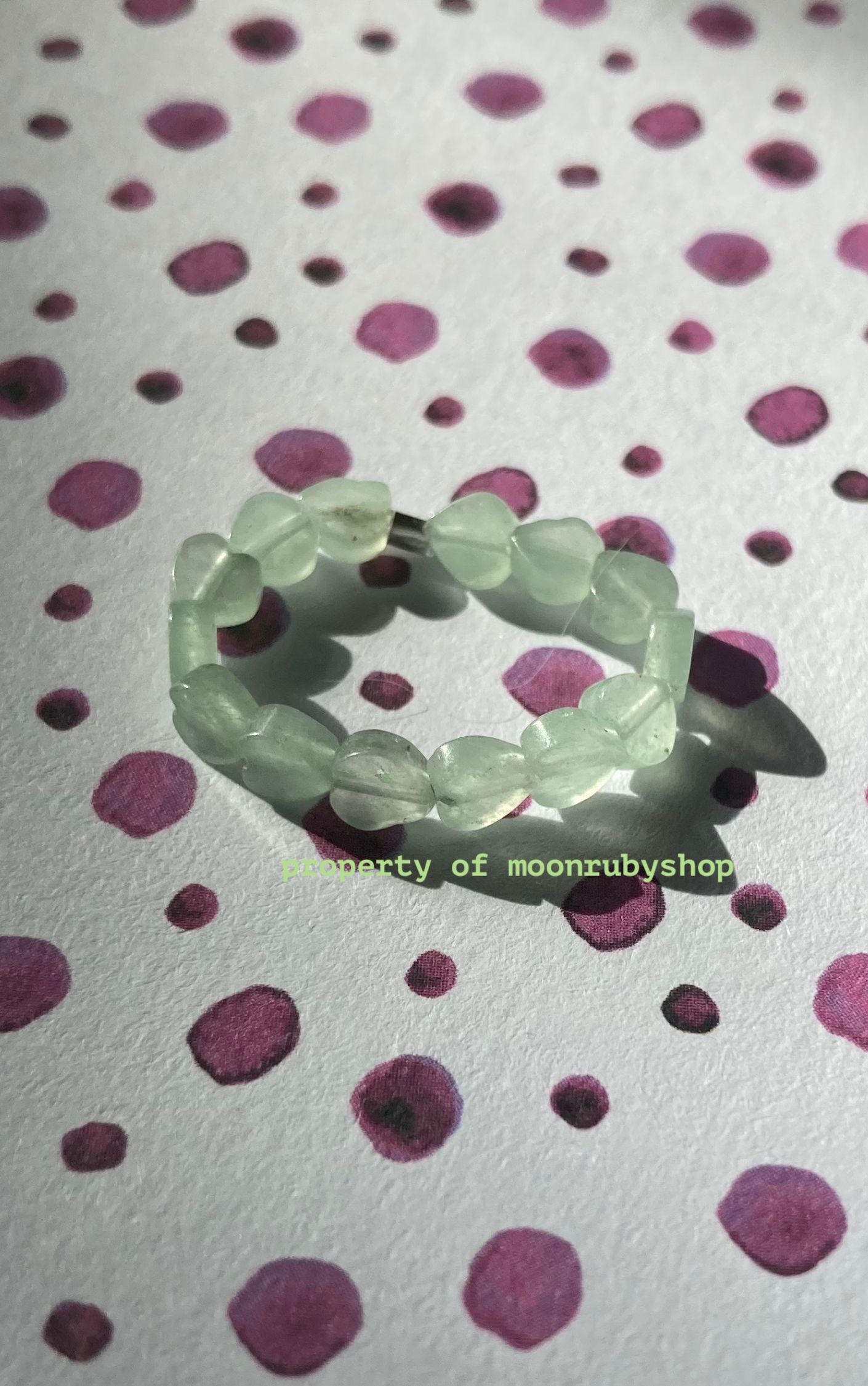 Cute Elastic Ring from Natural Green or Red Aventurine Heart-Shaped Beads